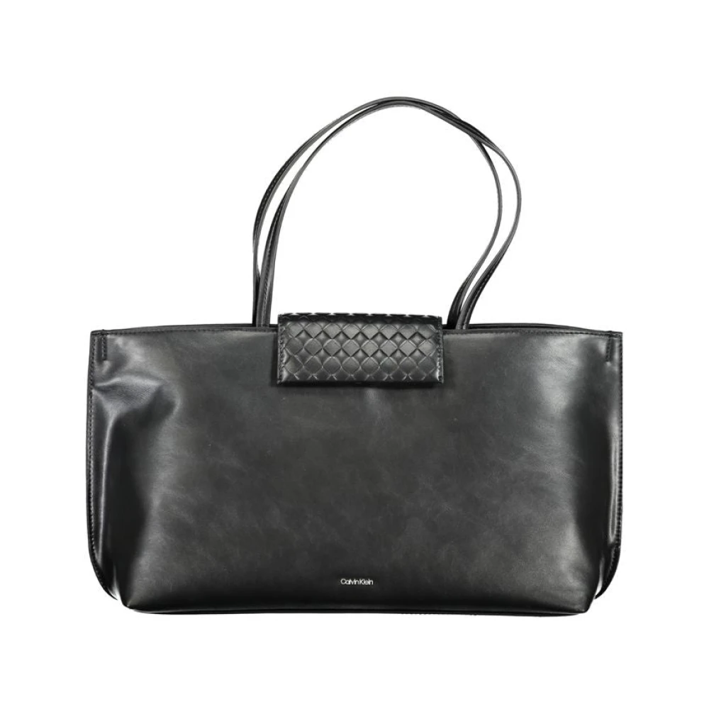 Calvin Klein Zwarte Polyester Handtas met Contrastdetails Black Dames