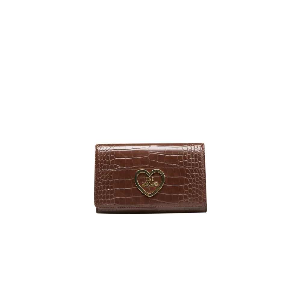 Love Moschino Ketting Crossbody Tassen met Logo Voorkant Brown Dames