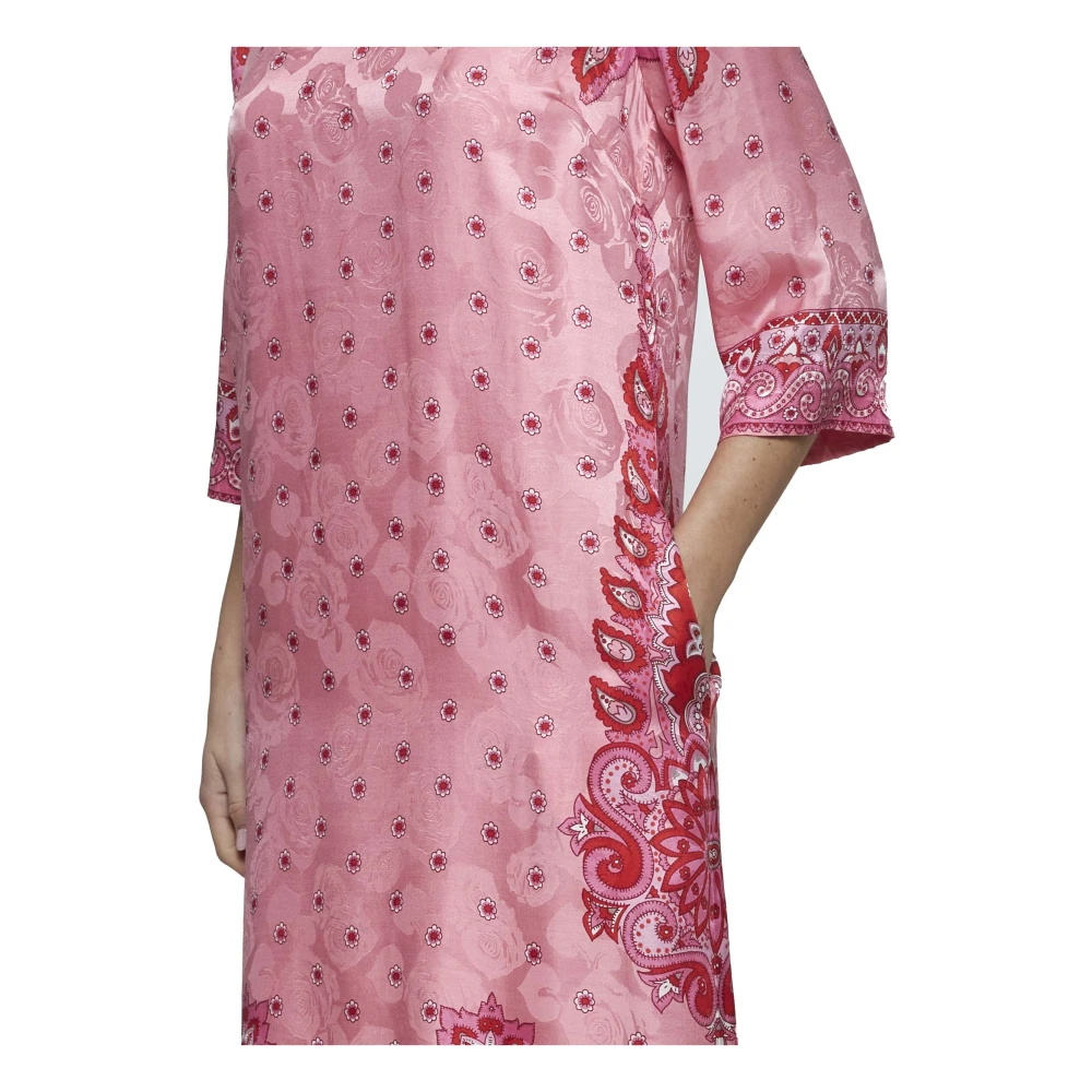 ETRO Roze Bloemen Paisley Jacquard Jurk Pink Dames