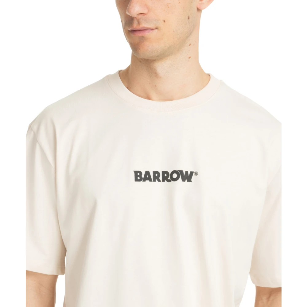 Barrow Gestreept Logo T-shirt Beige Heren
