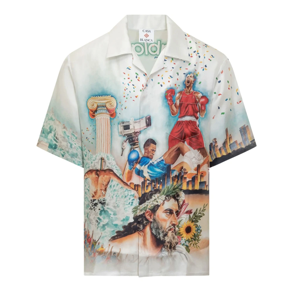 Casablanca Witte Feest Zijden Shirt Multicolor Heren