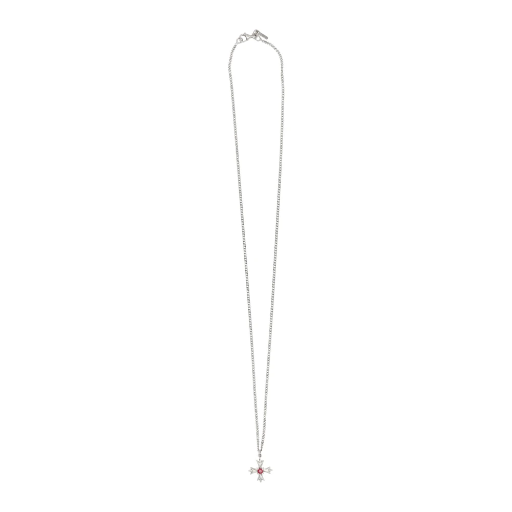 Emanuele Bicocchi, Necklaces, female, Gray, Size: ONE SIZE Crest Crystal Necklace Silver Jewelry