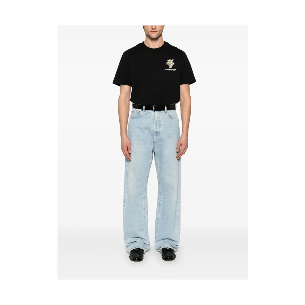Casablanca Zwart Logo Print Crew Neck T-shirt Black Heren