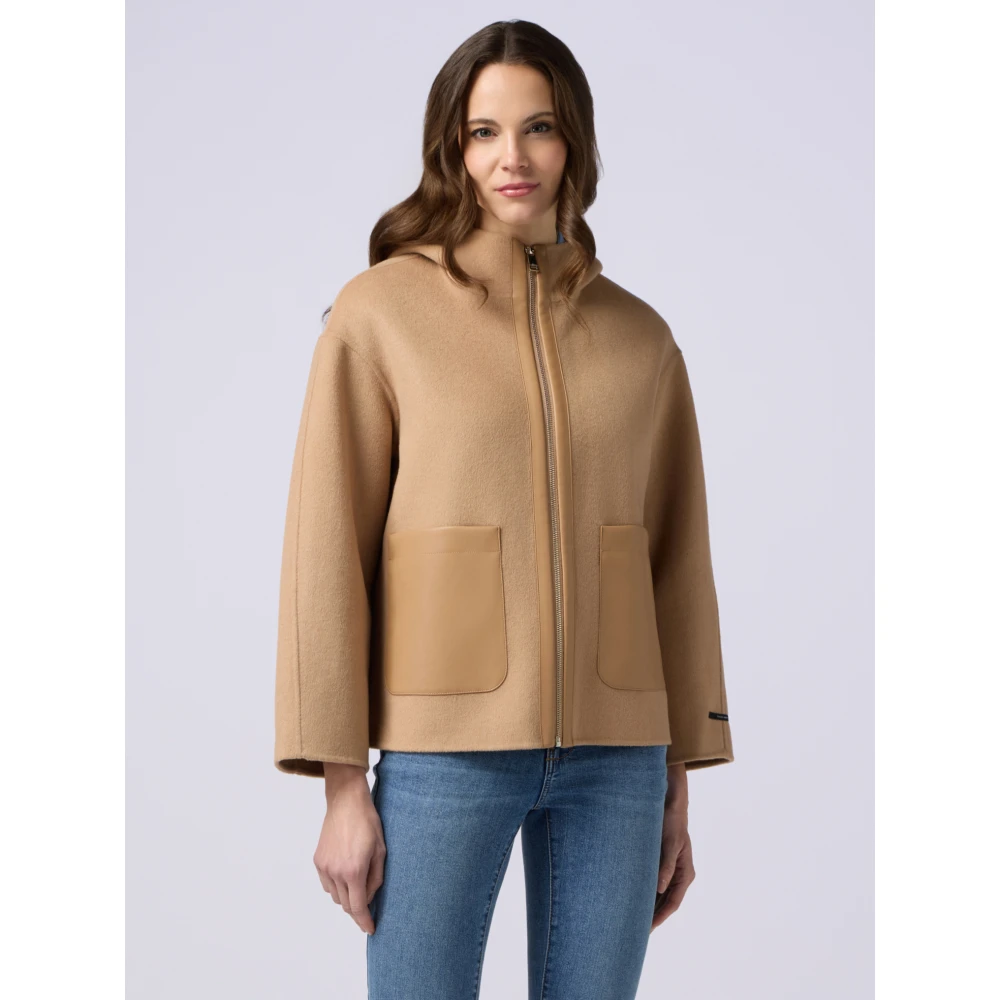 Oltre Stoffen jas met grote zakken Beige Dames