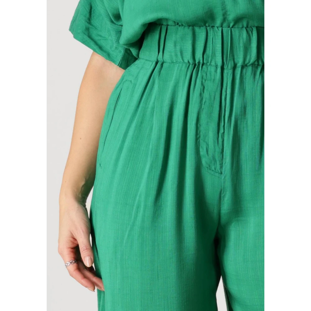 By-Bar Groene Wijde Dobby Broek Green Dames