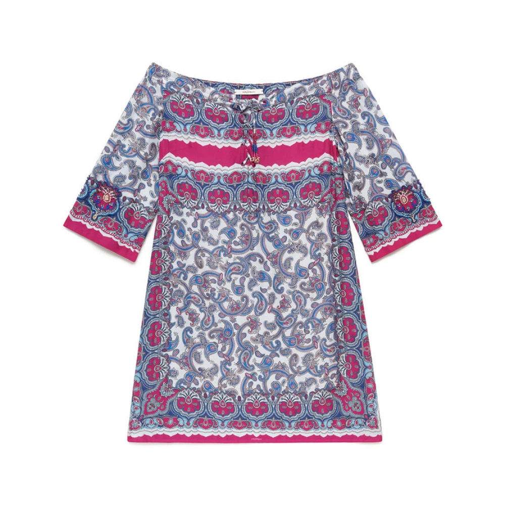 Maliparmi Women's Blue Short Dresses, M, Sunset Paisley Dress