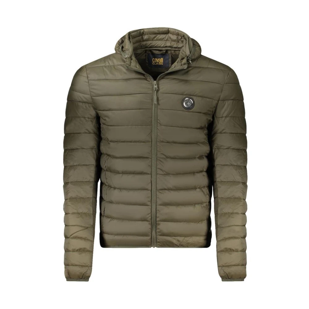 Cavalli Class Men's Green Winter Jackets, 2XL, Polyester Hooded Jacket With Zipper Front