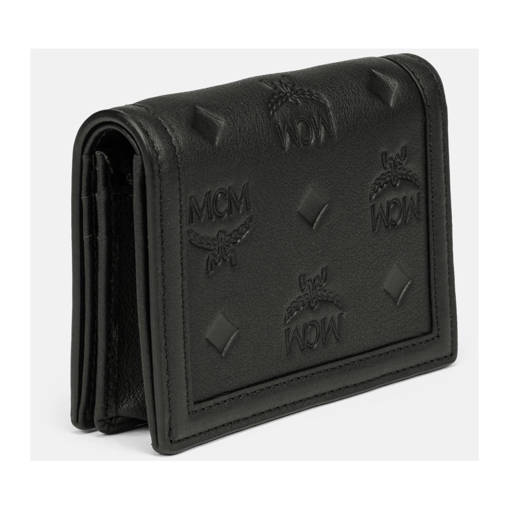 MCM Tracy portemonnee van reliëfleer met monogram Black Dames