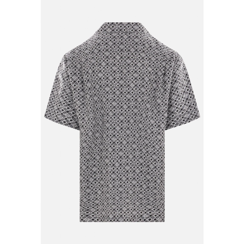 Dolce & Gabbana Bowling zijden overhemd met stropdasprint Black Heren