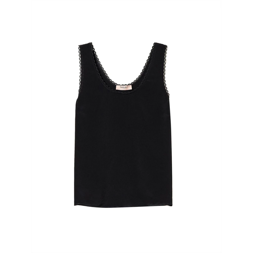 Twinset Women's Black Sleeveless Tops, S, T-Shirts And Polos