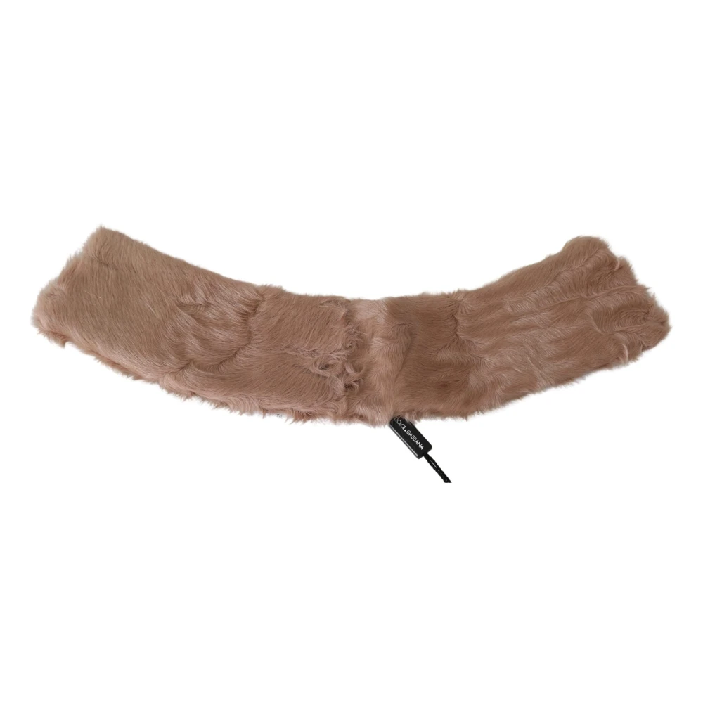 Dolce & Gabbana Women's Beige Winter Scarves, One Size, Fur Neck Collar Lambskin Scarf