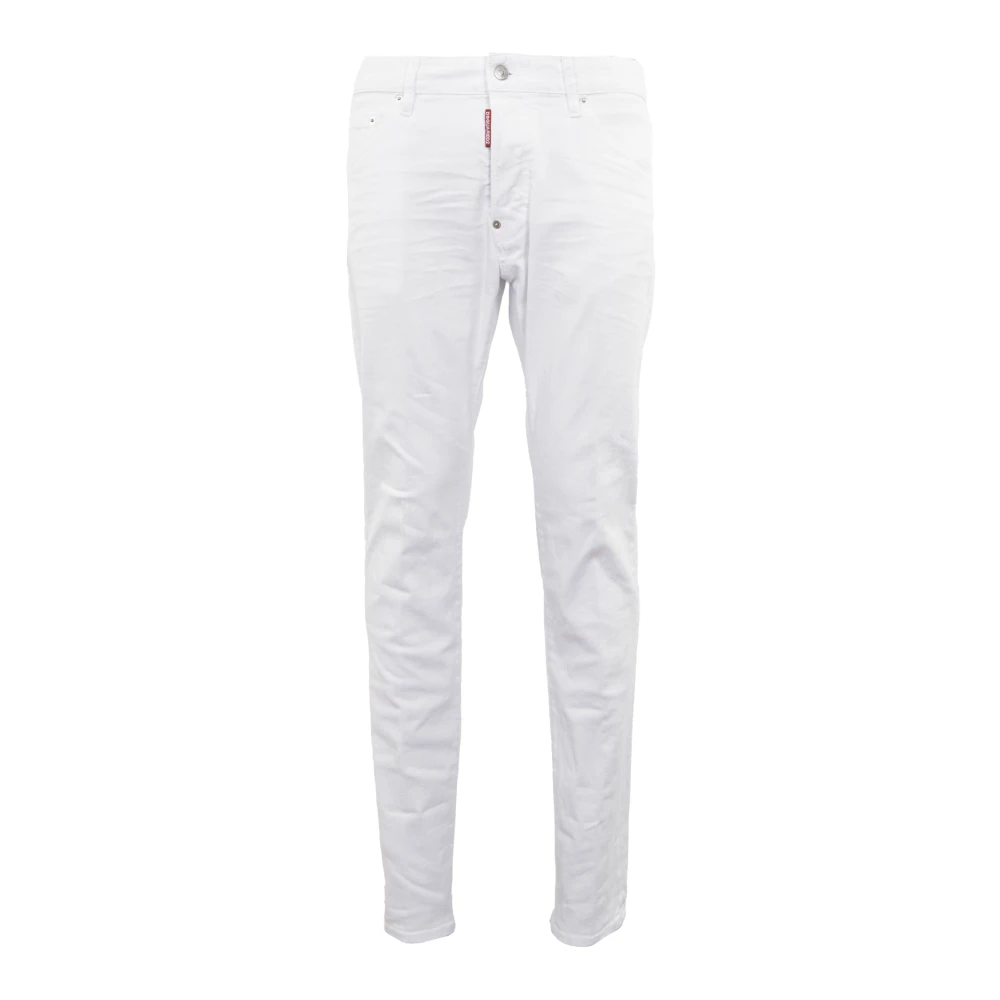 Dsquared2 Witte Stretch Katoenen Denim Jeans White Heren