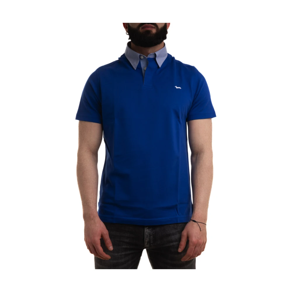 Harmont & Blaine Kleurrijke Polo Shirt met Micro Motief Blue Heren