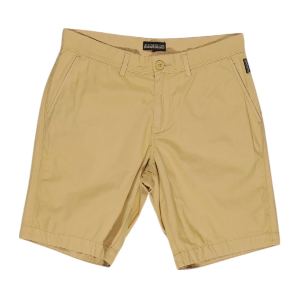 Napapijri Mosterd Katoenen Plain Shorts met Zakken Yellow Heren