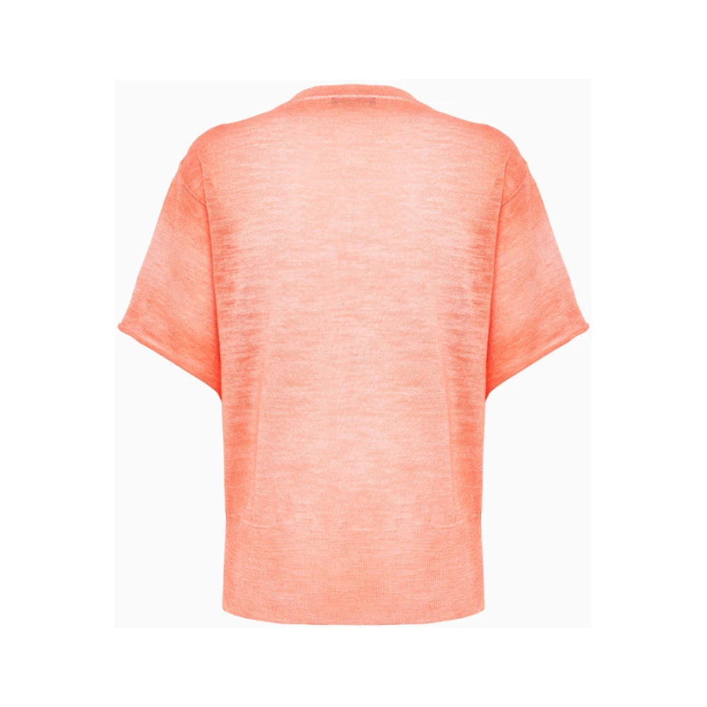 Roberto Collina Licht linnen blend crew neck t-shirt Pink Dames