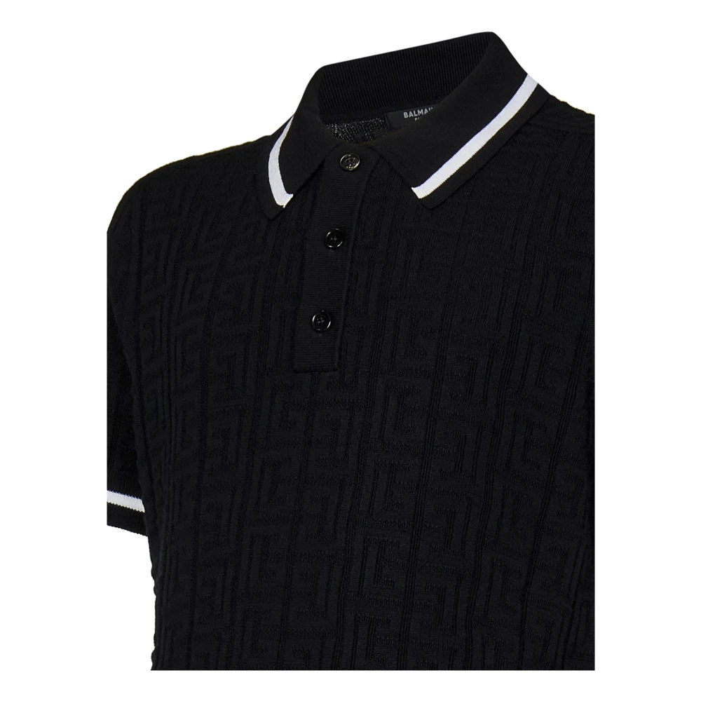 Balmain Zwart T-shirt met Labyrint Monogram Black Heren
