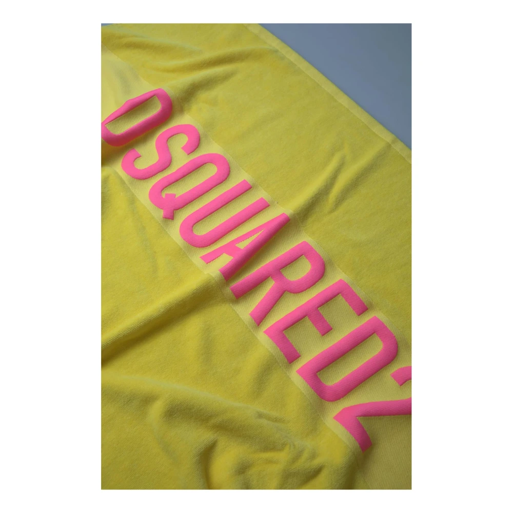 Dsquared2 Luxe Logo Print Strandlaken Yellow Dames