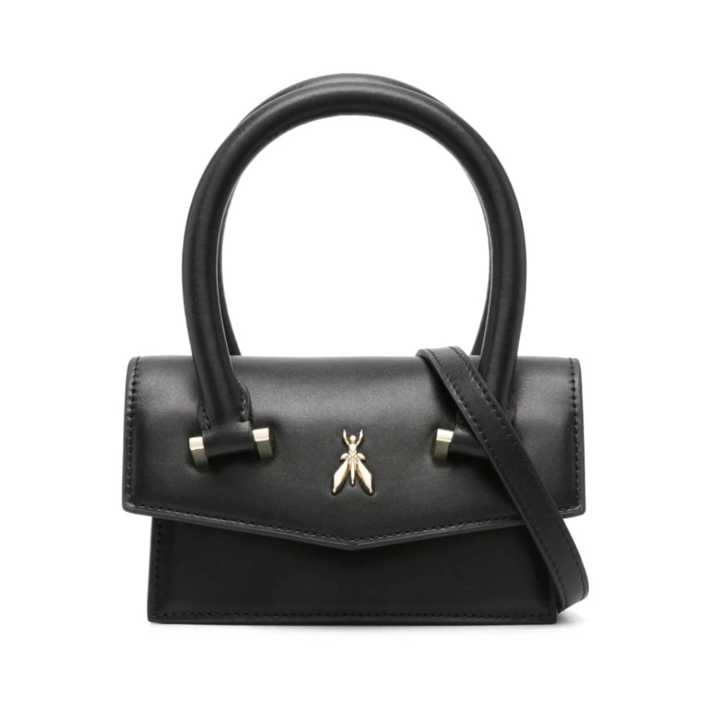 PATRIZIA PEPE Zwarte leren tas met Fly Motif Black Dames