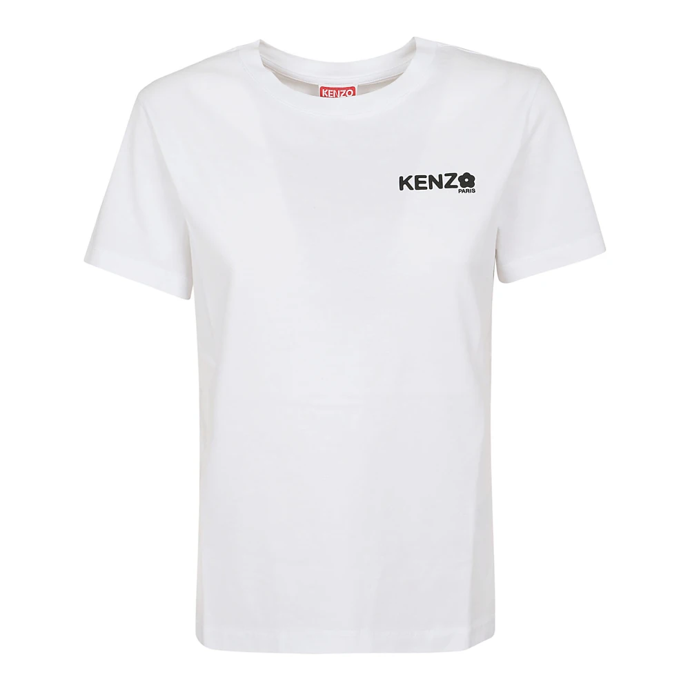 Kenzo Vit Logotyp Tryck T-shirt White, Dam