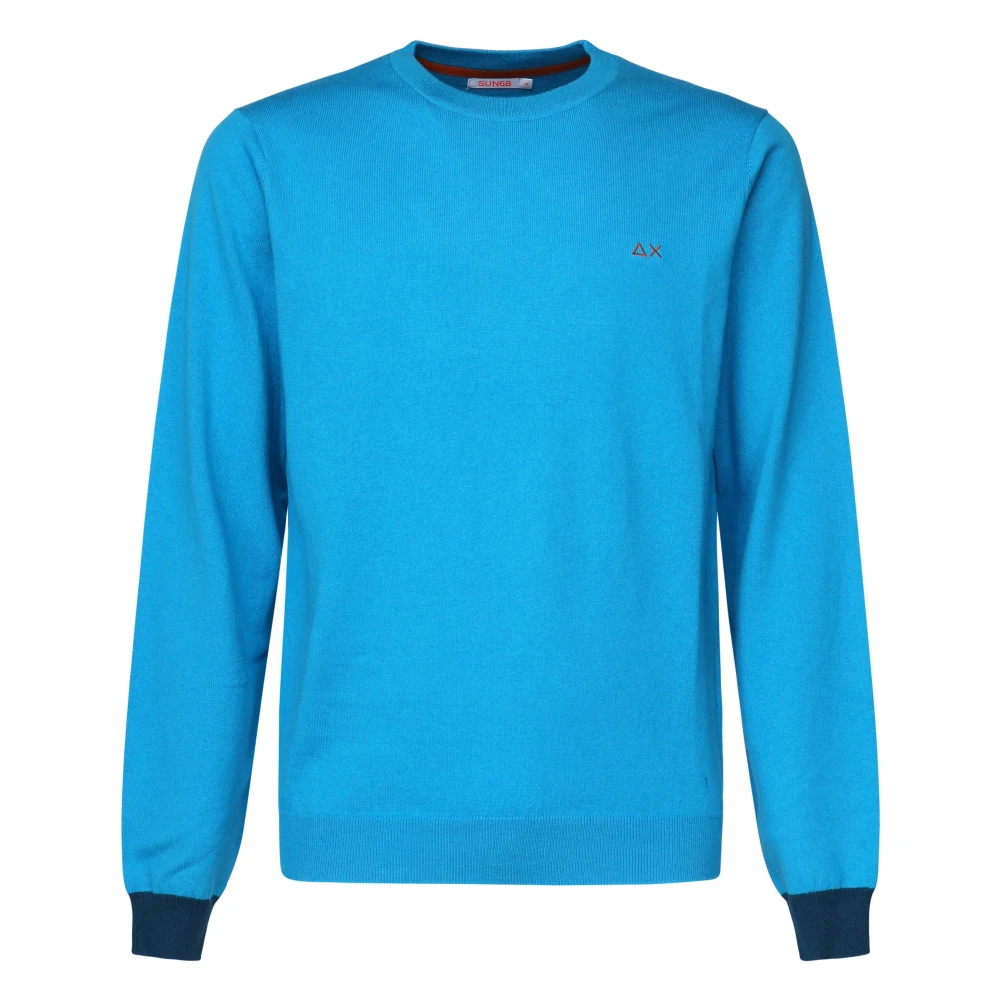 Sun68 Blå Crewneck Logo Tröja Långa ärmar Blue, Herr