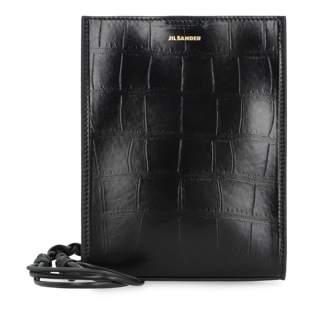 Jil Sander Croco-print leren crossbody tas Black Dames