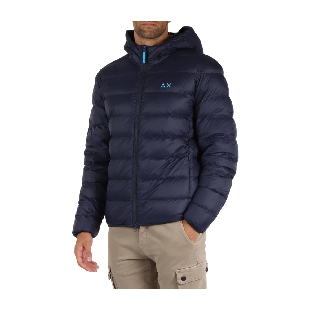 Sun68 Gewatteerde Opvouwbare Jas met Logoprint Blue Heren