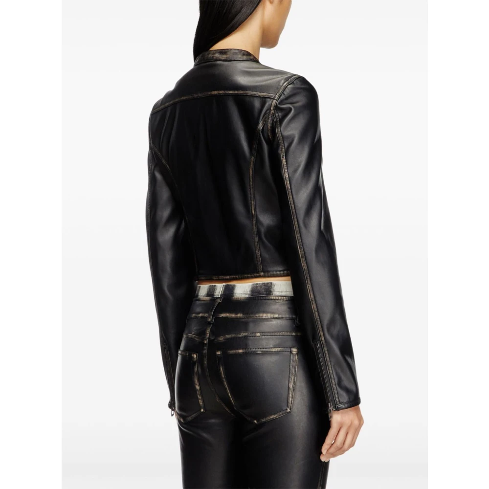 Diesel Zwarte jas met rits en kraag Black Dames