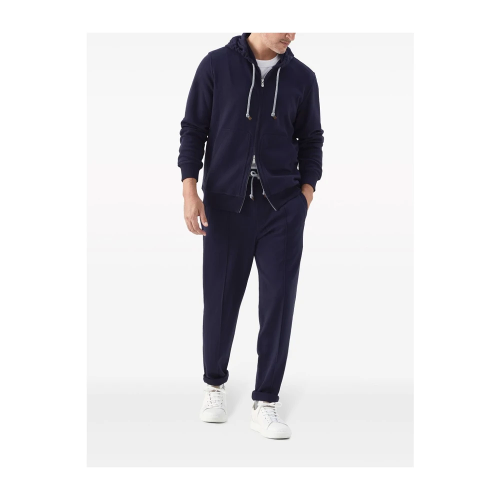BRUNELLO CUCINELLI Blauwe Sweaters Felpa Blue Heren