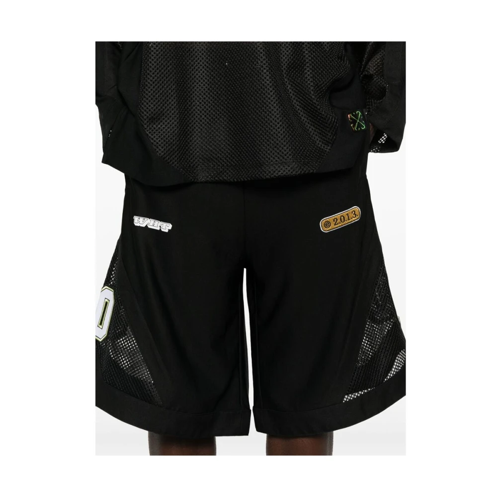 Off White Shorts met elastische trekkoord tailleband en zakken Black Heren