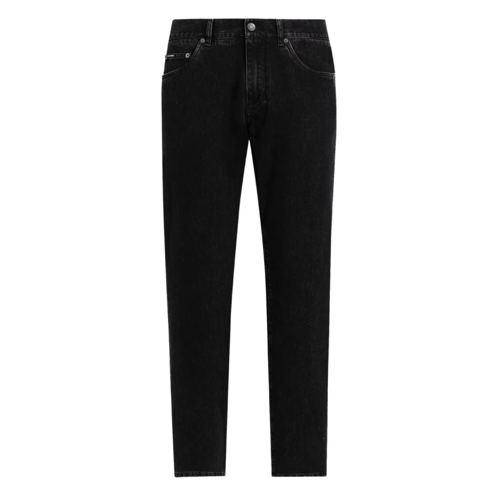 Dolce & Gabbana Men's Black Logo Plaque Classic Jeans - Slim Fit Jeans - 2XL - Jeans