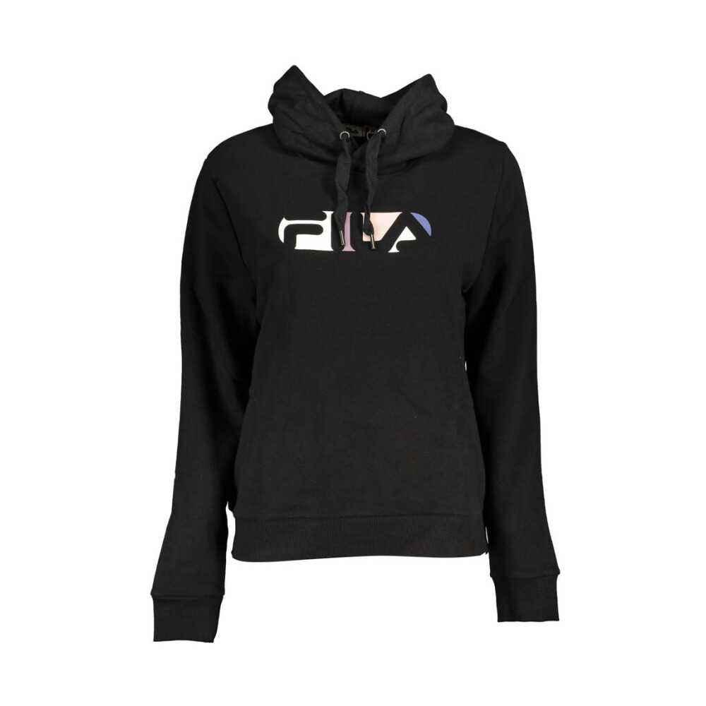 Sweat a Capuche en Coton Noir avec Impression Logo Fila Homme Miinto