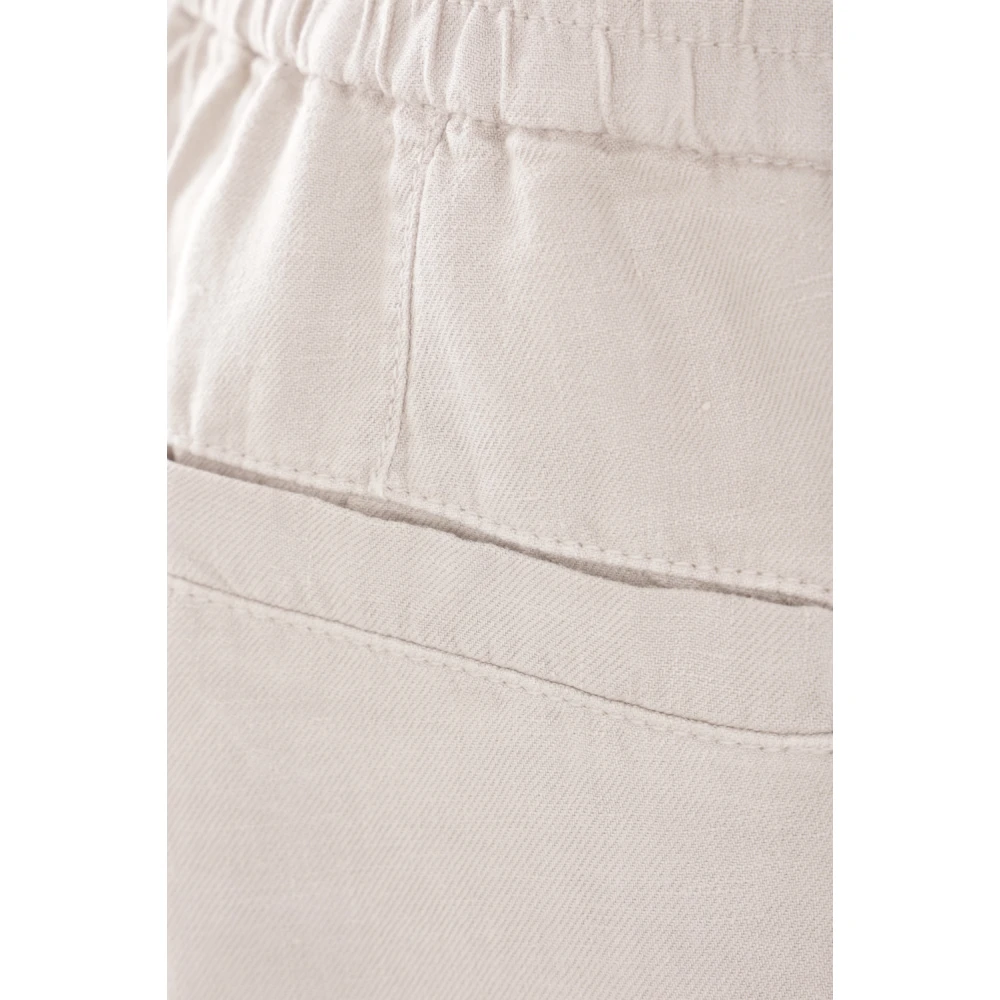 BRUNELLO CUCINELLI Beige Linnen Gabardine Elastische Taille Shorts Beige Heren