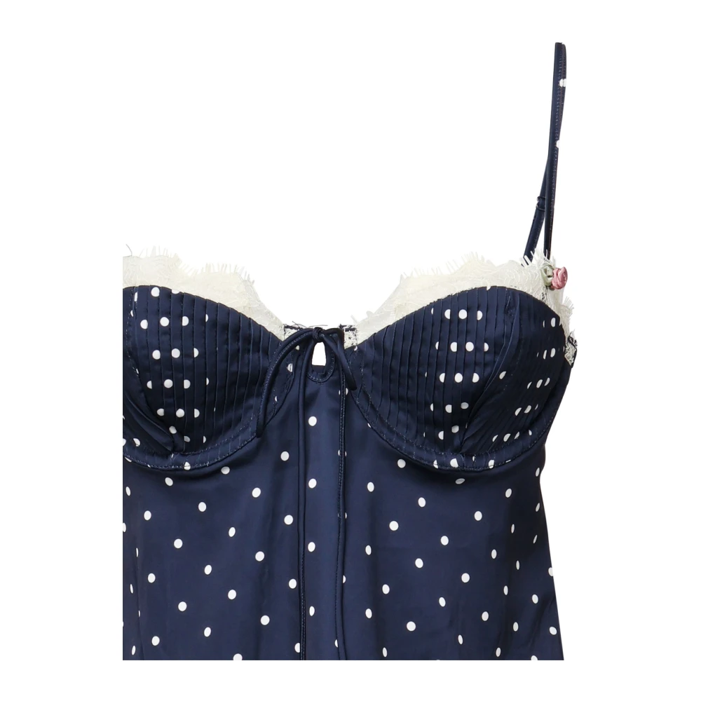 For Love & Lemons Blauwe Top met Plooien en Verstelbare Bandjes Blue Dames
