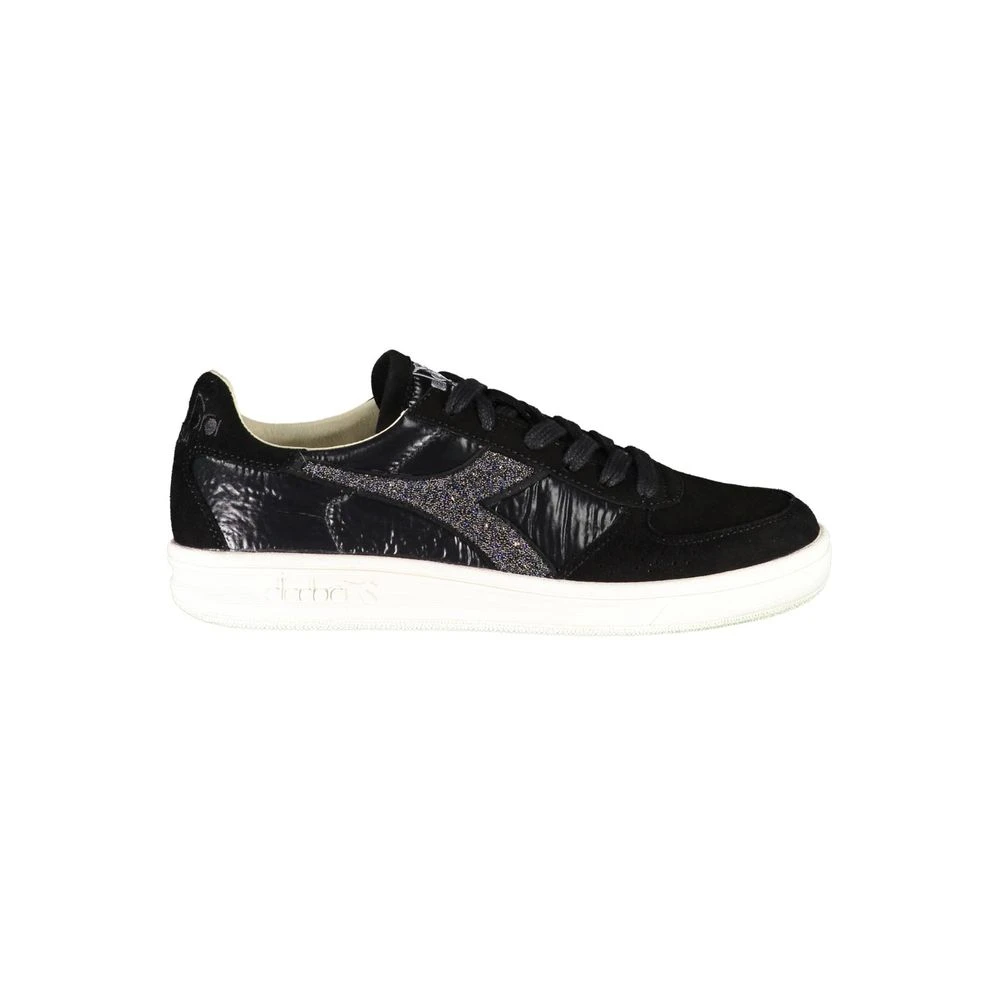 Diadora Women's Black Lace-Up Trainers With Swarovski Crystals Size 5