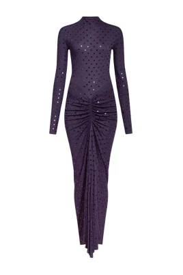 Draped Fluid Strass Jersey Dress