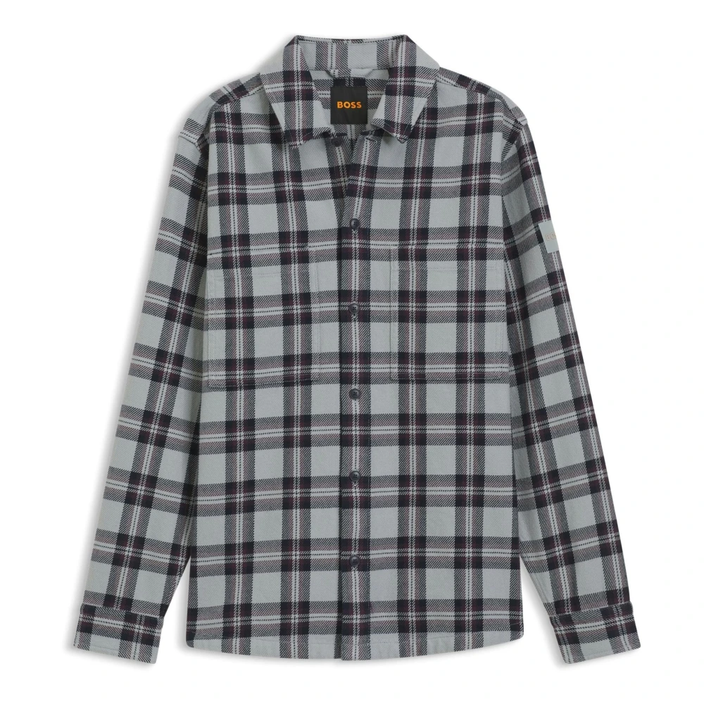 Boss Uomo Grigio A Motivi Camicia Oversize In Cotone A Quadri - Immagine 3