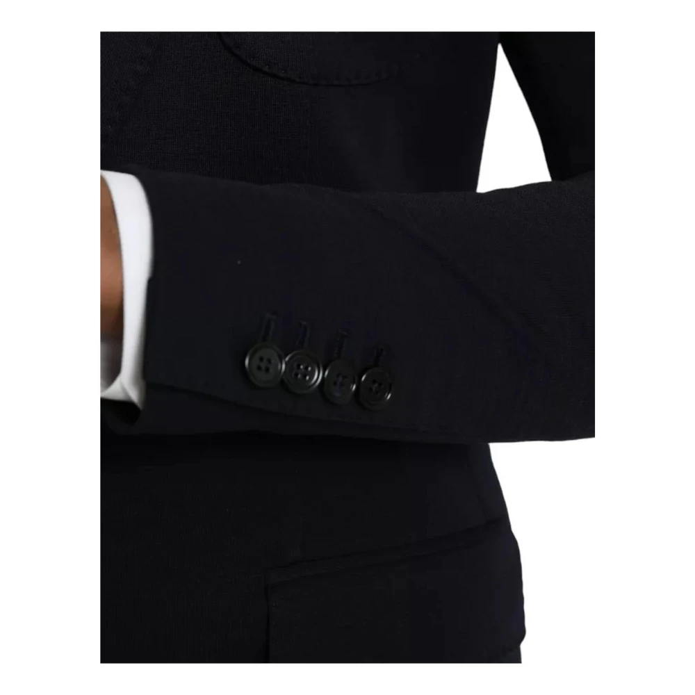 Dolce & Gabbana Blauwe Wol Single Breasted Blazer Jas Blue Heren