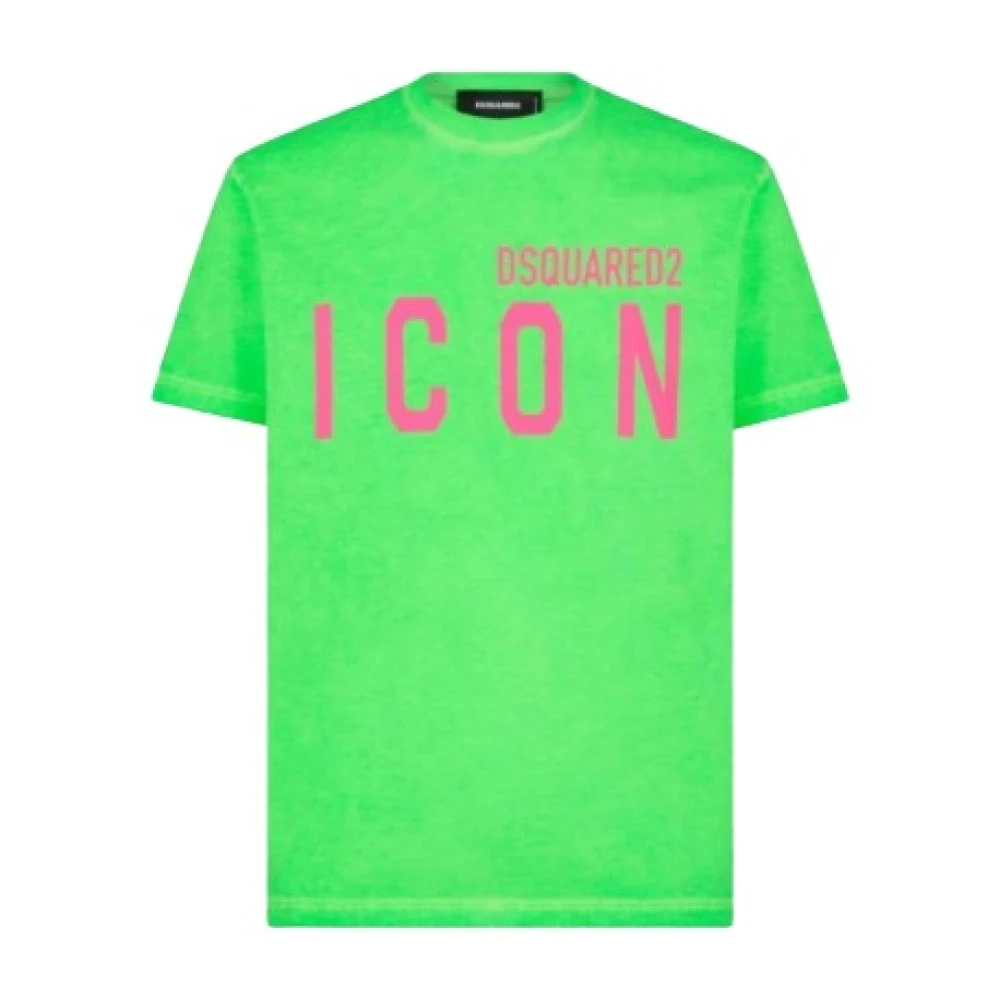Dsquared2 Fluorescerend groen Tee-shirt met iconisch logo Green Heren
