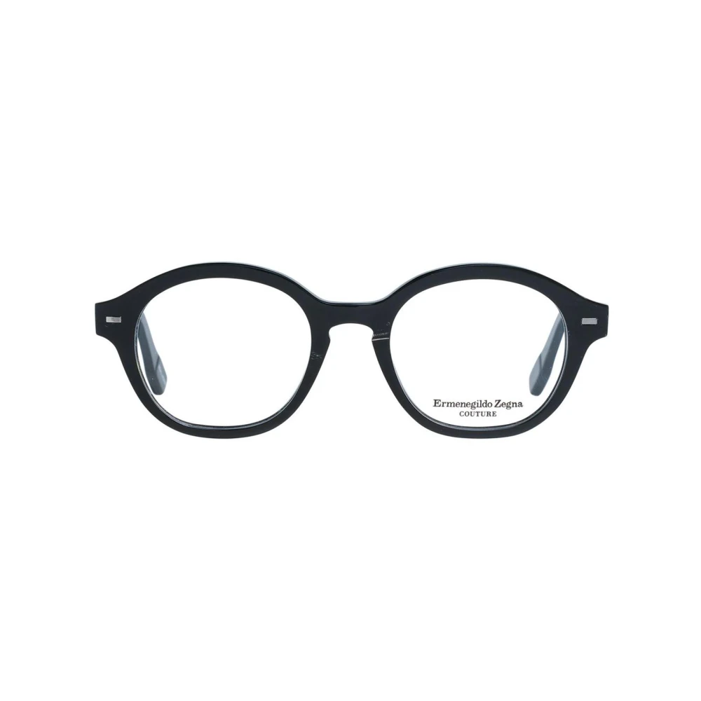Ermenegildo Zegna Zwarte Ronde Hoorn Optische Frames Black Heren