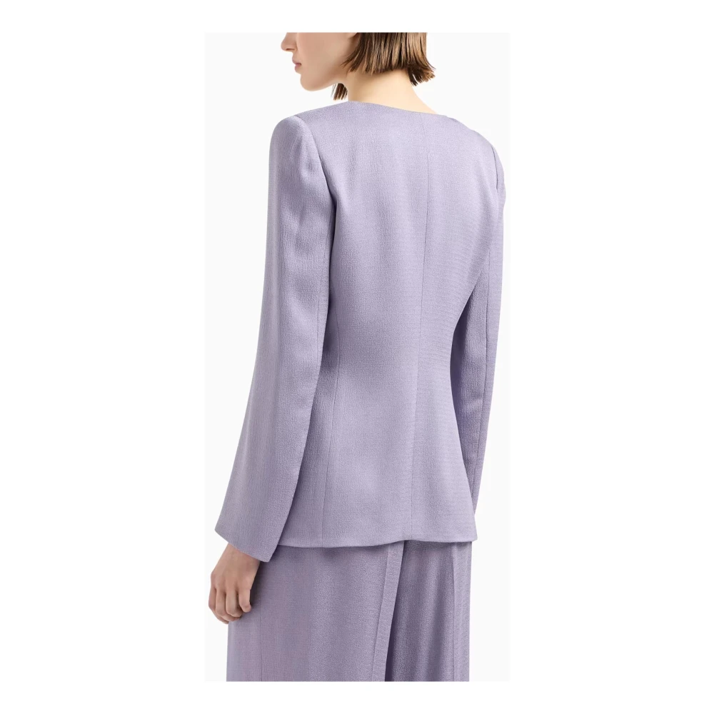 Emporio Armani Paarse Jassen V-Hals Lange Mouw Purple Dames