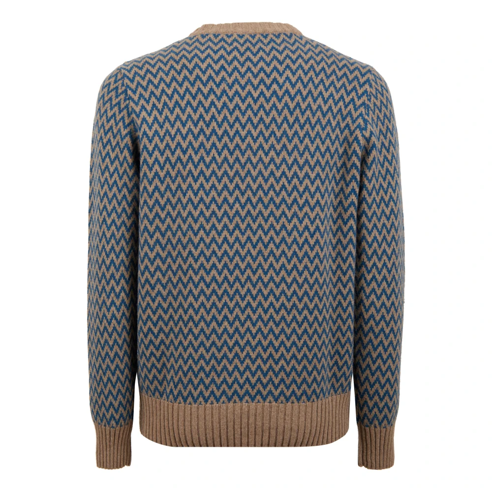 Gallo Beige heren ronde hals met zigzag motief Multicolor Heren