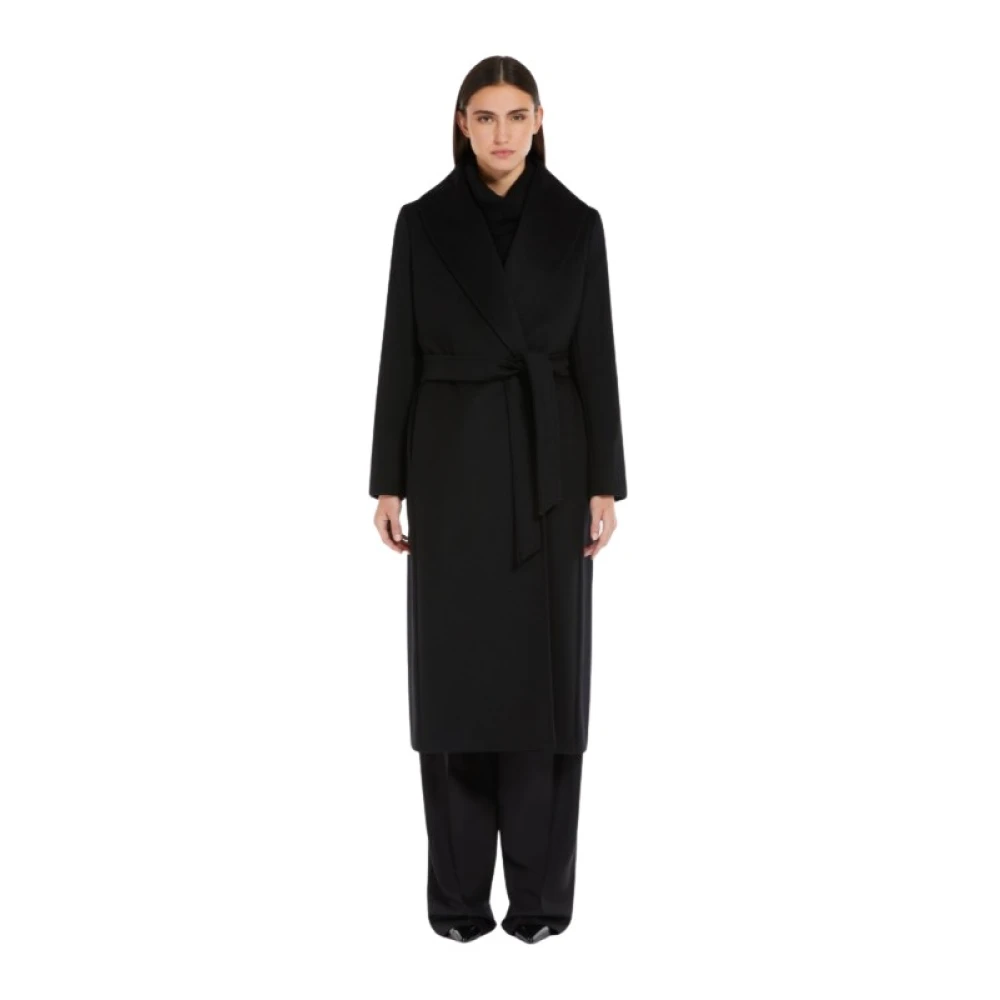 Max Mara Wollen Jas Groot Black Dames