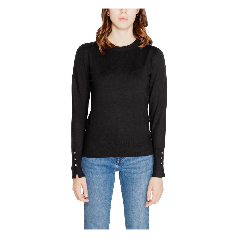 Jacqueline de Yong Zwarte Gebreide Ronde Hals Trui Black Dames