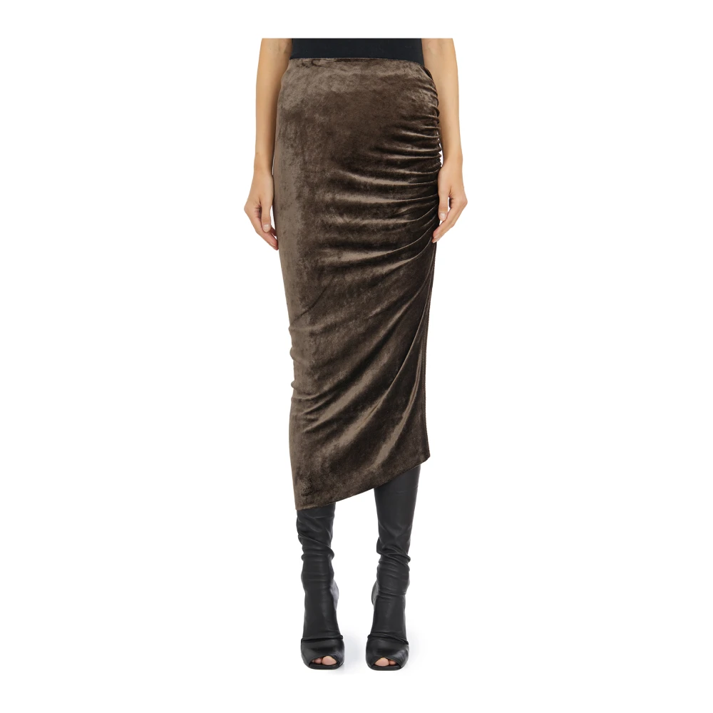 Rick Owens Taupe Knie Rok Brown Dames
