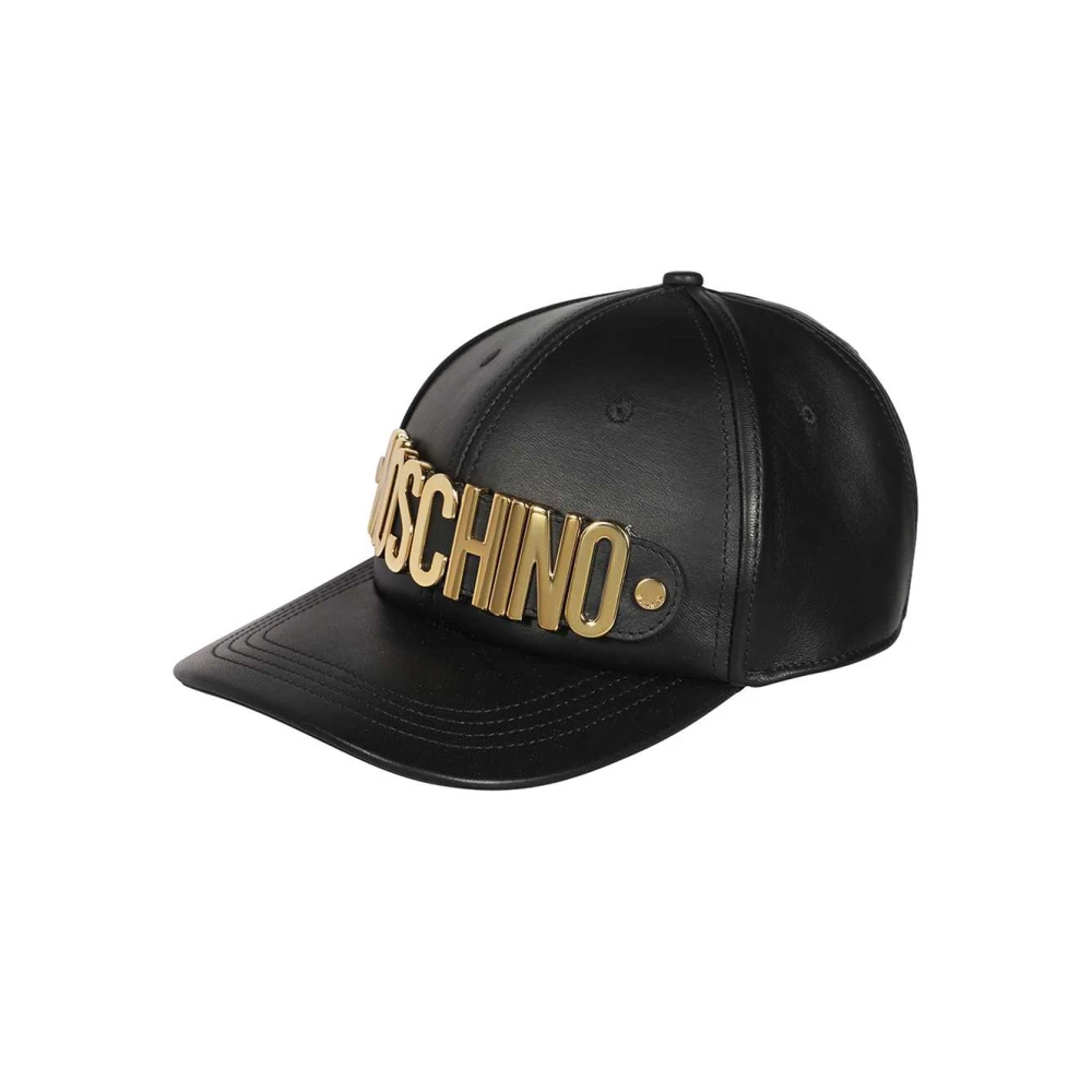 Moschino Leren Logo Baseballpet Black Heren