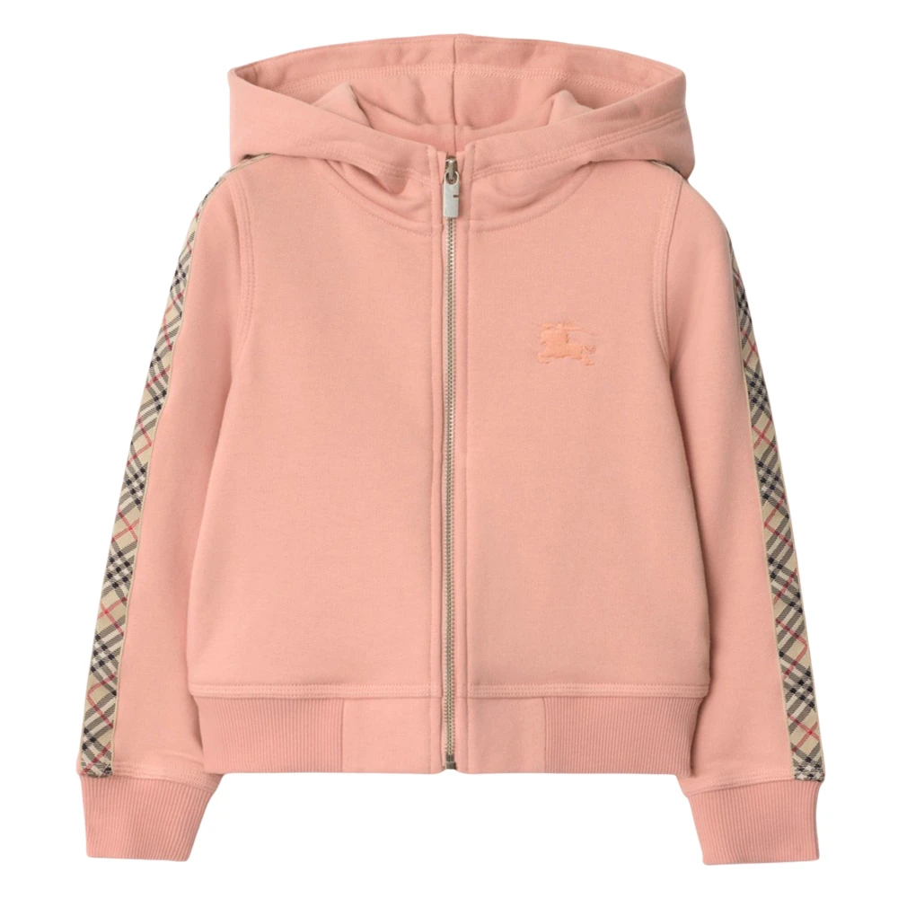 Burberry Women's Pink Elin Check Tape Zip Up Top