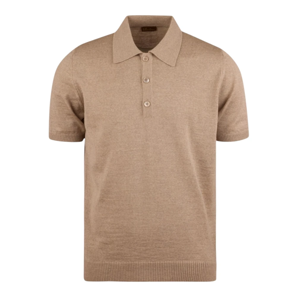 Stenströms Merino Wol Polo Shirt Korte Mouwen Beige Heren