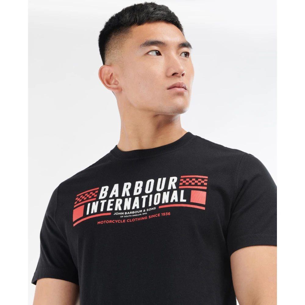 Barbour Grasstrack T-Shirt met Merk Grafisch Black Heren