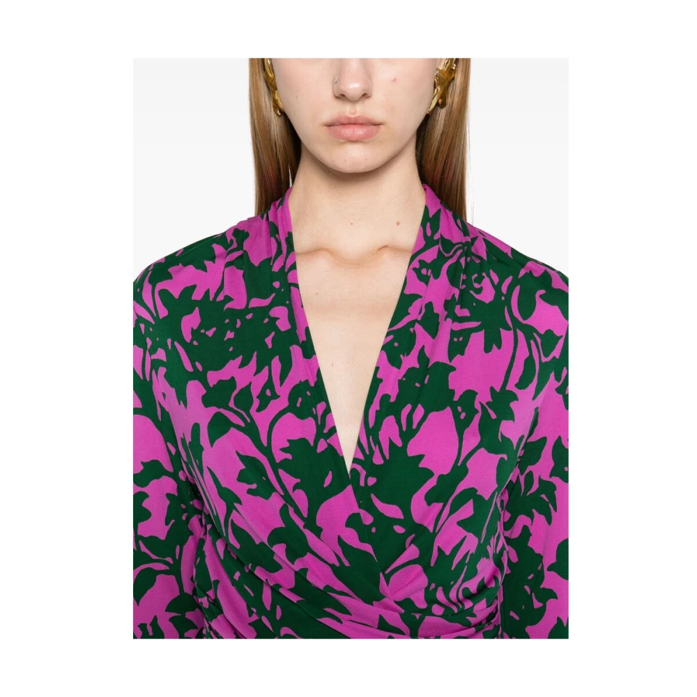 Diane Von Furstenberg Bloemenprint Gedrapeerde Jurk Multicolor Dames