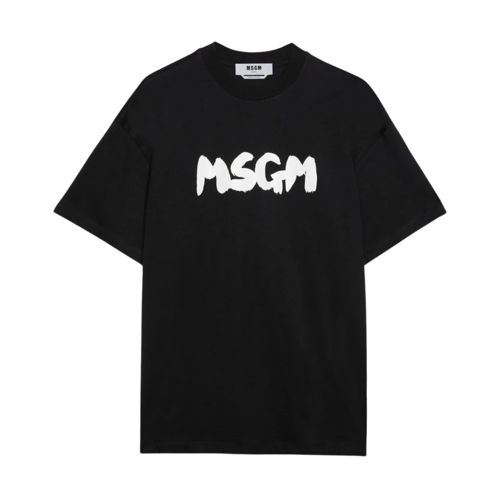 Msgm Katoenen Jersey Logo Print T-shirt Black Heren